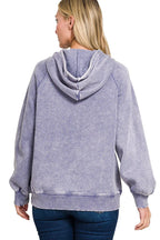 Sarah Express Women’s Acid Wash Fleece Hoodie with Kangaroo Pocket