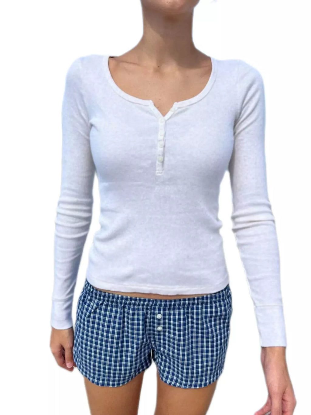 Sarah Express Women's Striped Long Sleeve Henley T-Shirt