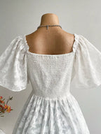 Sarah Express Women's Plus Size Floral Flutter Sleeve Blouse with Smocked Back