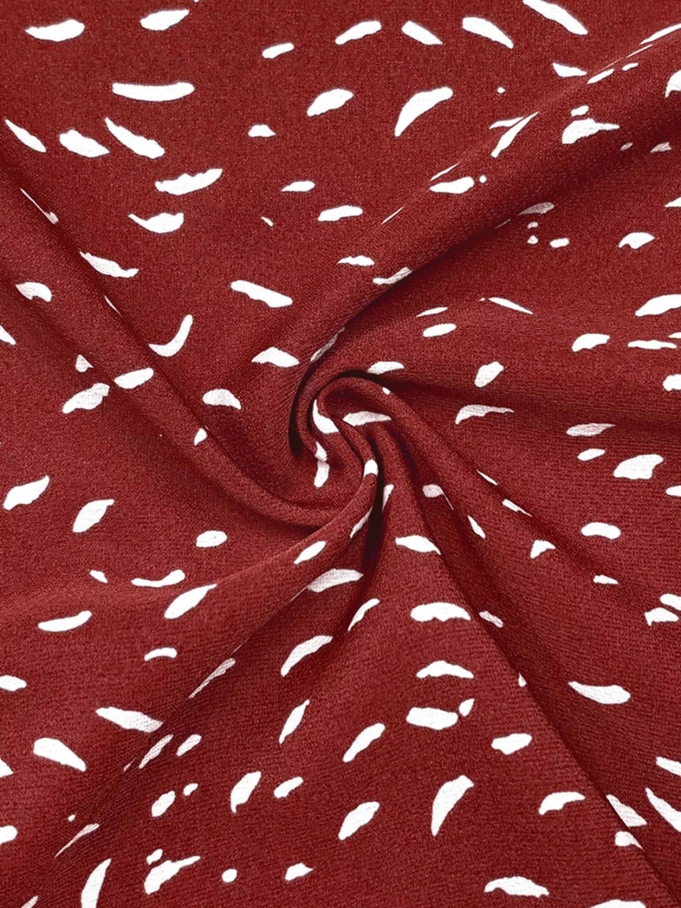 Sarah Express Women's Ruffled Printed Tie Neck Long Sleeve Blouse