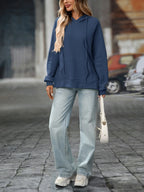 Sarah Express Women's Textured Drawstring Long Sleeve Hoodie