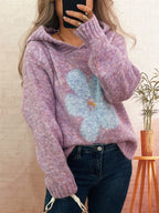 Sarah Express Women's Flower Long Sleeve Hooded Sweater