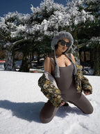 Long Sleeve Bodysuit Suspender Style Fitted Spandex