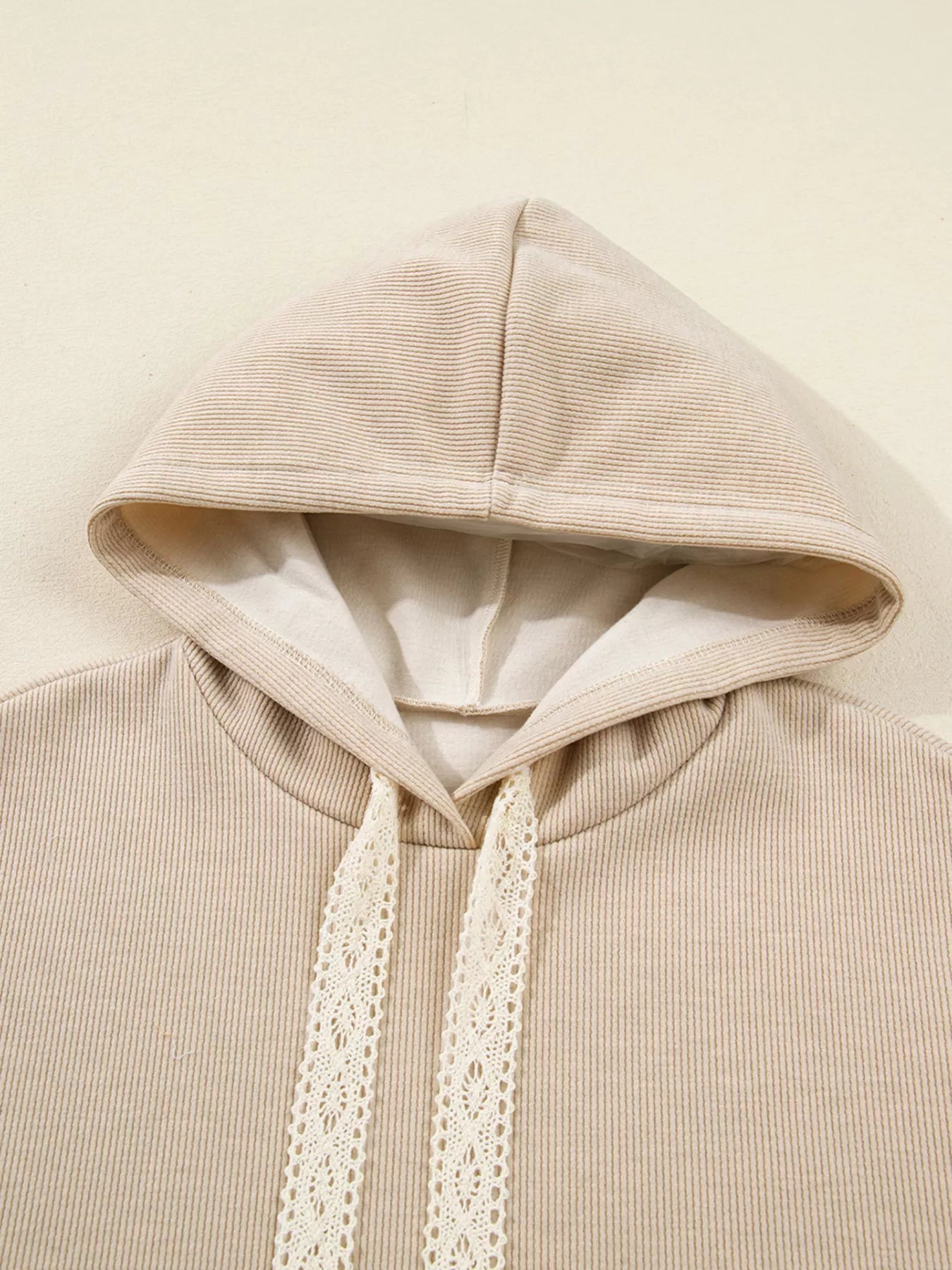 Sarah Express Women's Lace Drawstring Hoodie and High Waist Pants Corduroy Suit