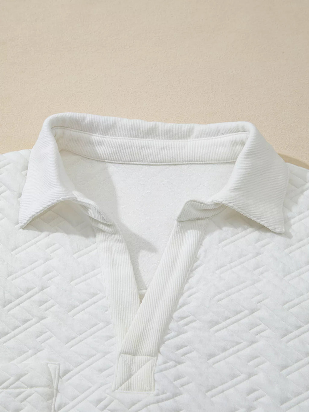 Sarah Express Women's Textured Johnny Collar Sweatshirt