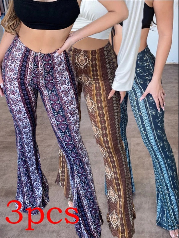 High Waist Printed Leggings Stretch Full Length Slim Fit Pants