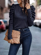 Sarah Express Women's Puff Sleeve Round Neck T-Shirt