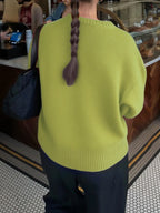 Sarah Express Women's Ribbed Crewneck Drop Shoulder Sweater - Oversized Fit