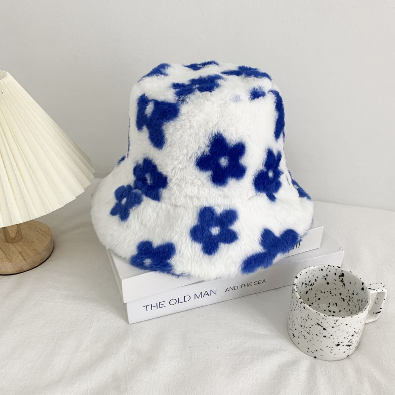 Women's Plush Dome Winter Hat with Floral Accent