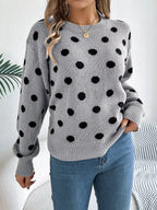 Sarah Express Women's Polka Dot Round Neck Sweater