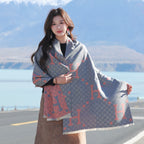 Geometric Ethnic Print Scarf Soft Cashmere-Feel Warm
