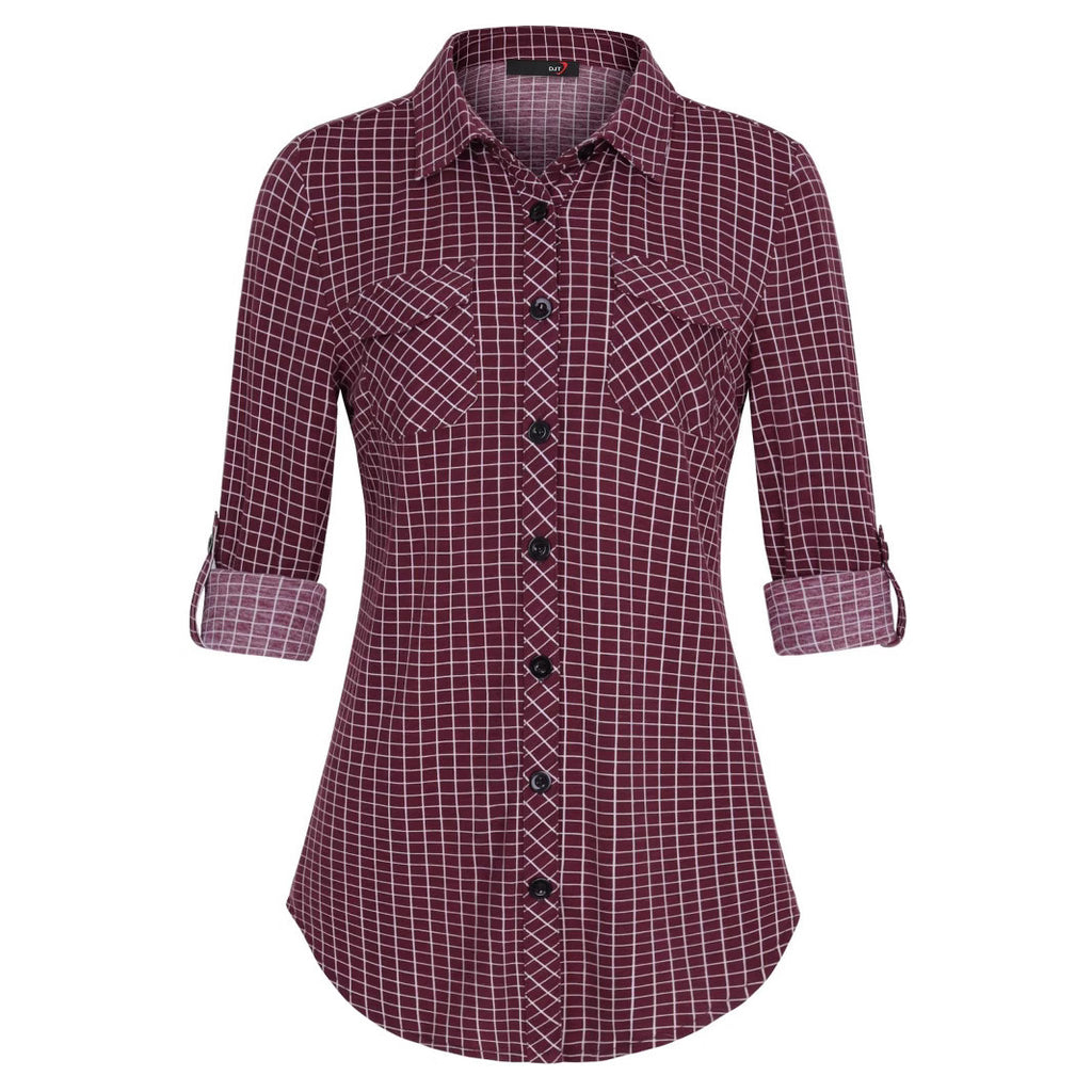 Women's Plaid Button Front Shirt Long Sleeve Casual Cardigan