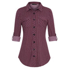 Women's Plaid Button Front Shirt Long Sleeve Casual Cardigan