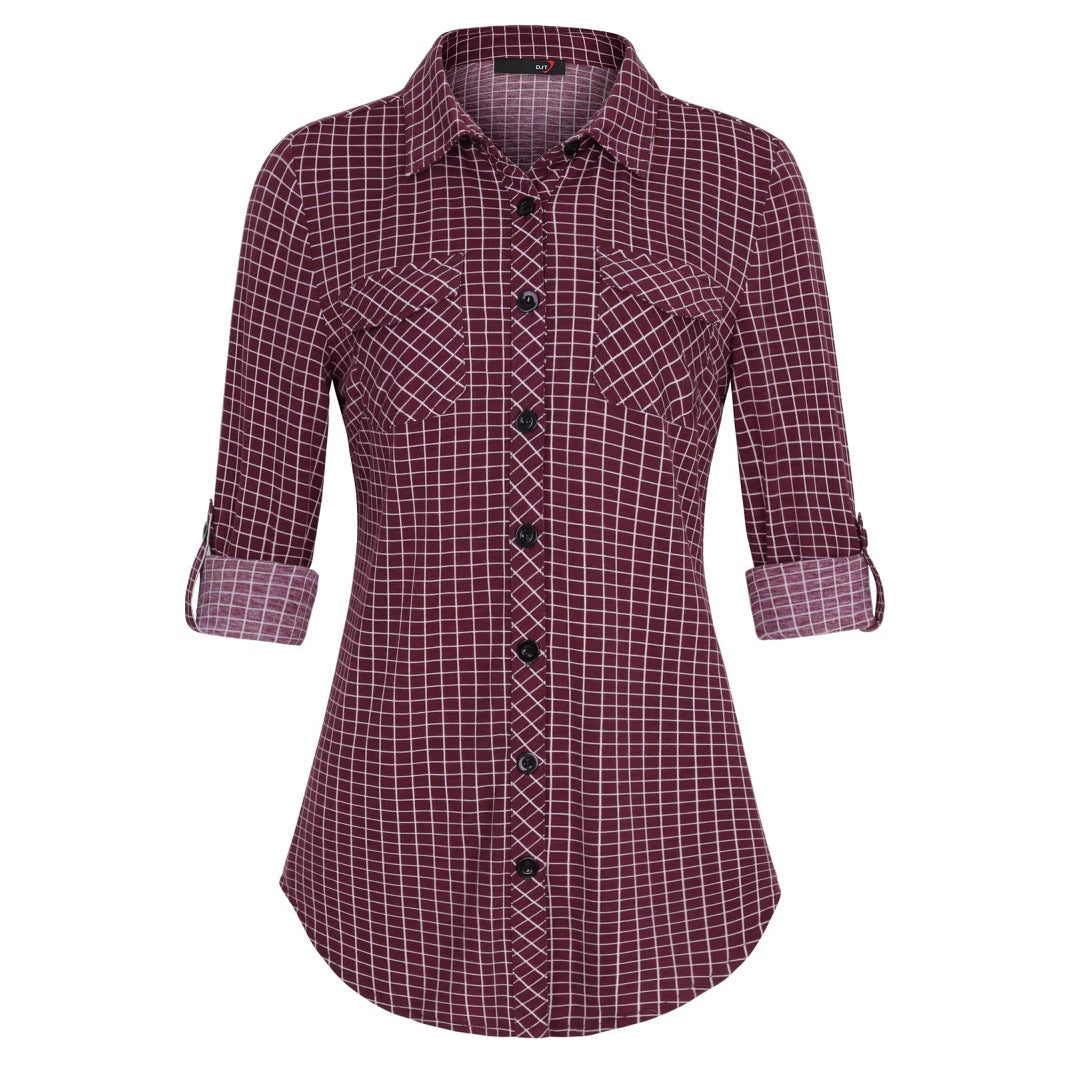 Women's Plaid Button Front Shirt Long Sleeve Casual Cardigan
