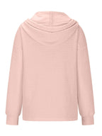 Sarah Express Women's Drawstring Quarter Button Long Sleeve Hoodie