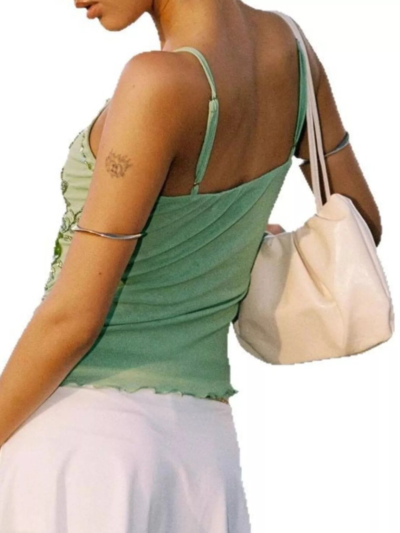 Sarah Express Women's Sequin Butterfly Scoop Neck Cami