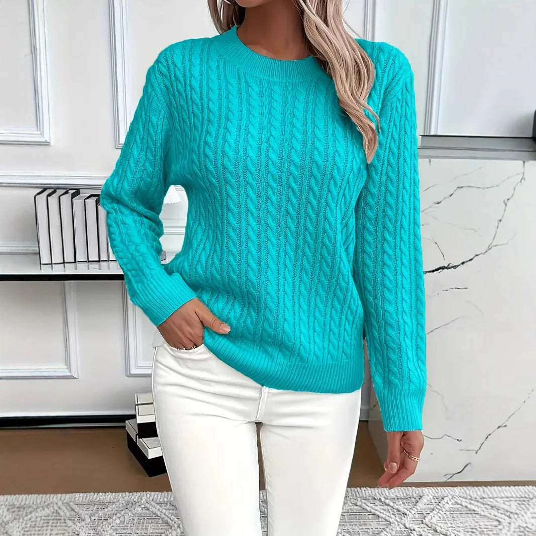 Women's Twist Detail Round Neck Knit Sweater Pullover
