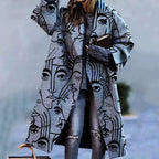 Women's Plaid Print Long Sleeve Coat Loose Fit Outerwear