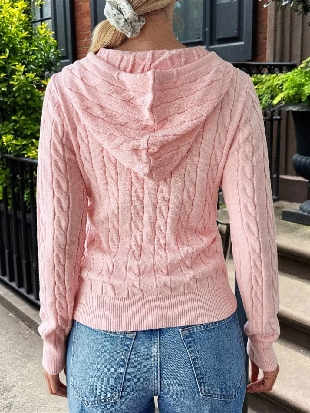 Sarah Express Women's Cozy Cable-Knit Zip-Up Cardigan