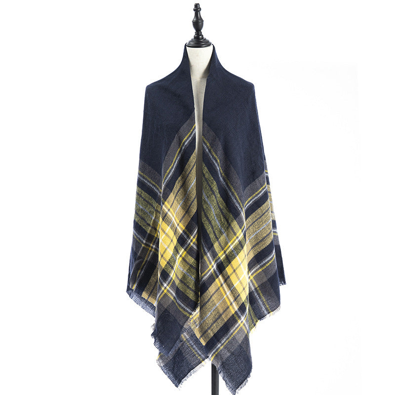 Women's Oversized Square Scarf Cashmere-like Double-Sided Shawl 140cm Woven Fall Winter Accessory