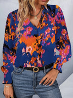 Sarah Express Women's Printed Button Up Long Sleeve Shirt