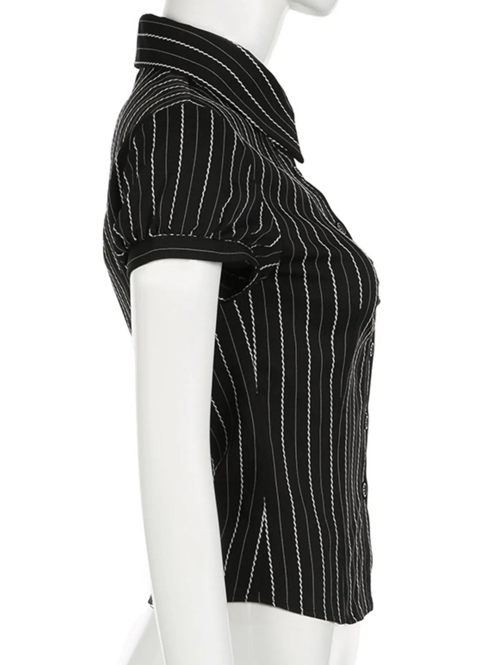 Sarah Express Women's Striped Button-Down Collared Shirt