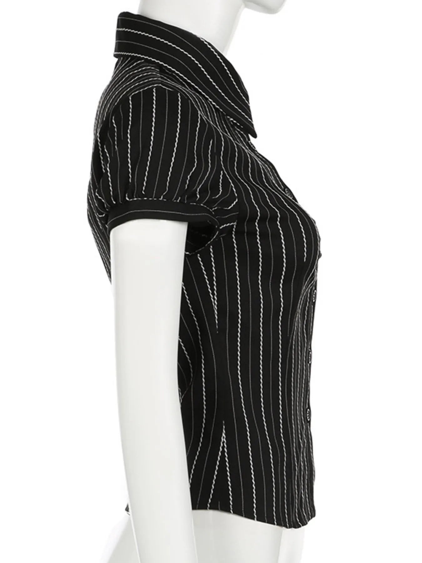 Sarah Express Women's Striped Button-Down Collared Shirt