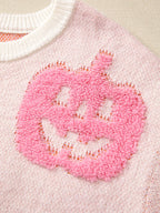 Sarah Express Women's Halloween Cute Pumpkin Pattern Sweater - Dusty Pink