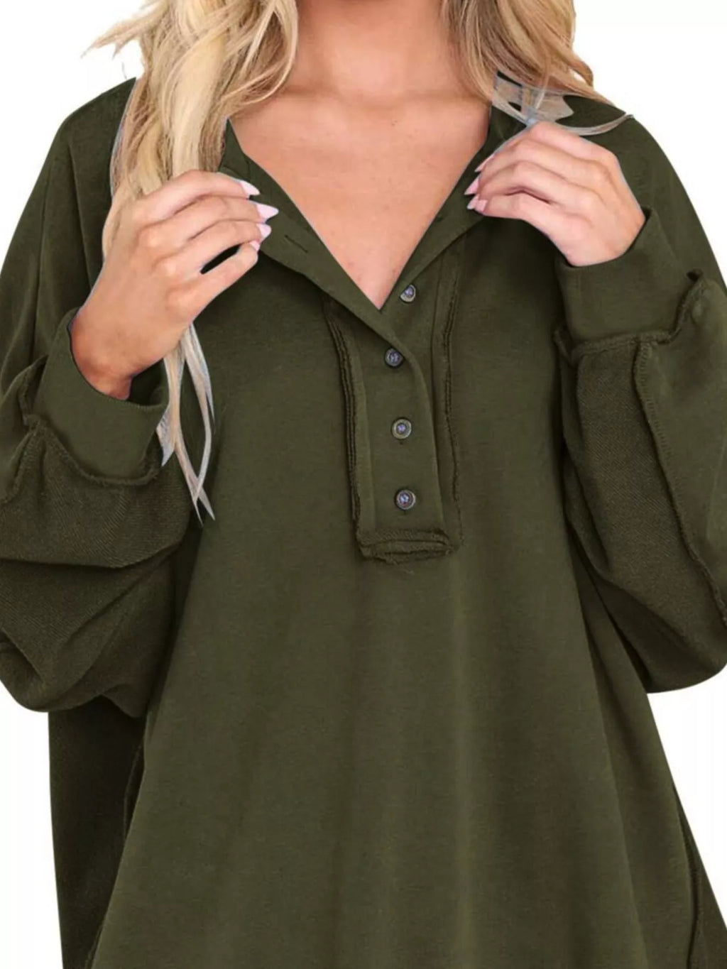 Sarah Express Women's Half Snap Long Sleeve Sweatshirt