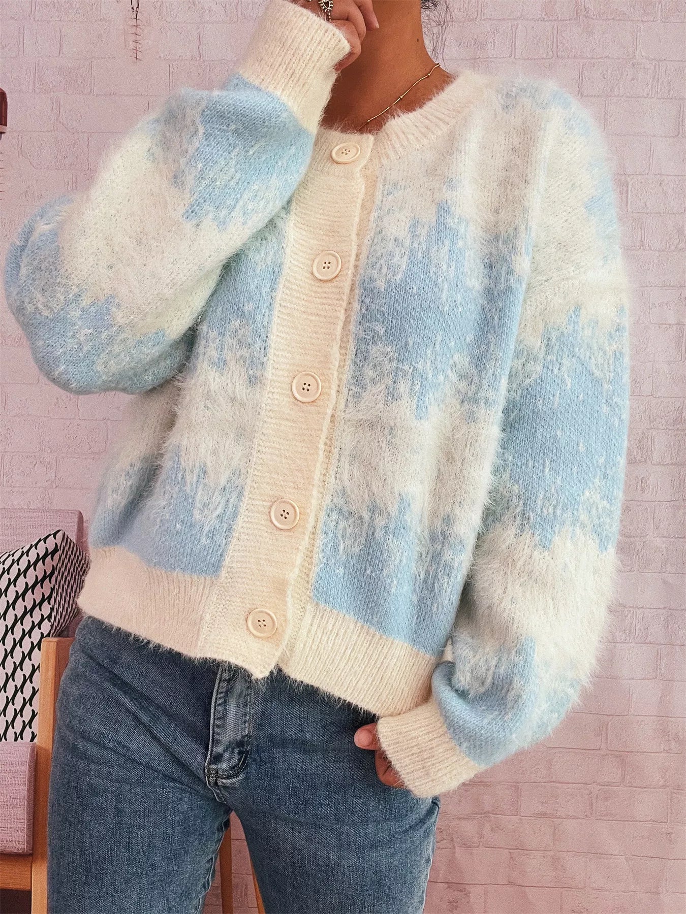 Sarah Express Women's Ribbed Hem Button Up Cardigan