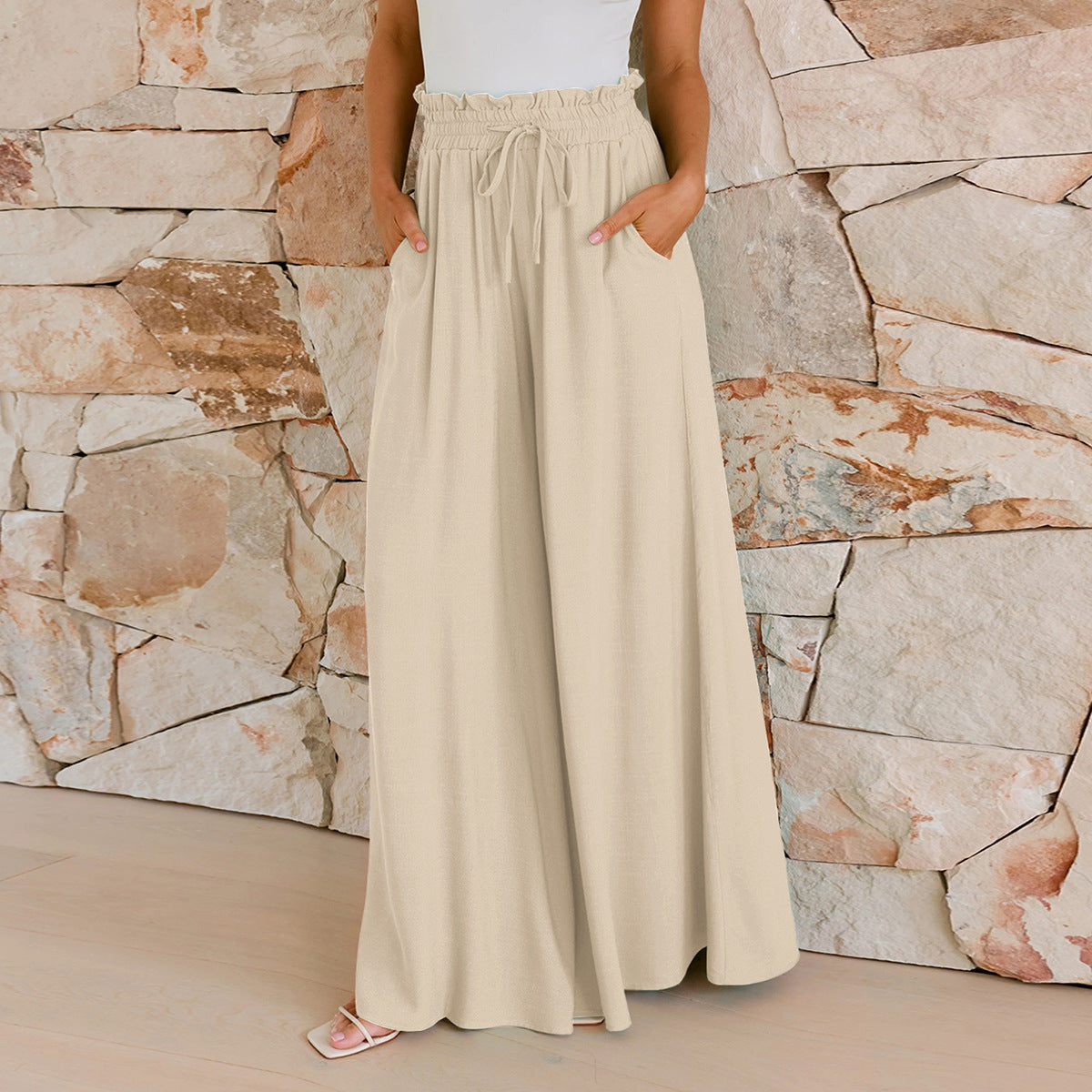 Wide Leg Viscose Casual Pants Loose Fit Draped