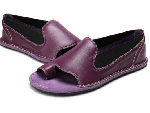 Sarah Express Summer Fashion Sandals - Round Toe Slip-On Sandals Purple