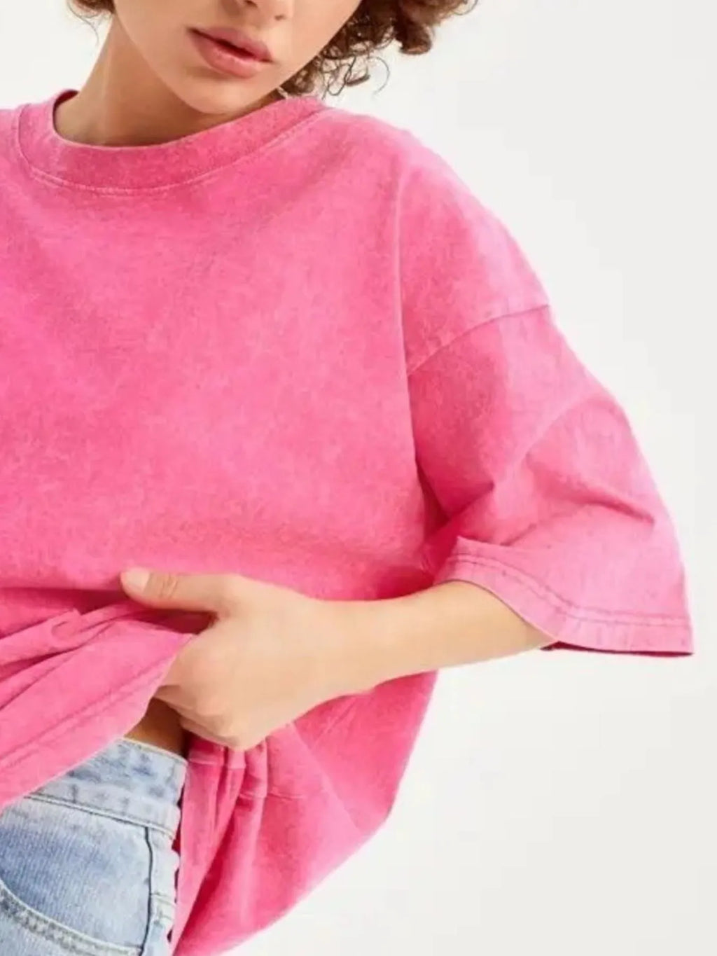 Sarah Express Women's Round Neck Short Sleeve T-Shirt - Oversized Basic Tee