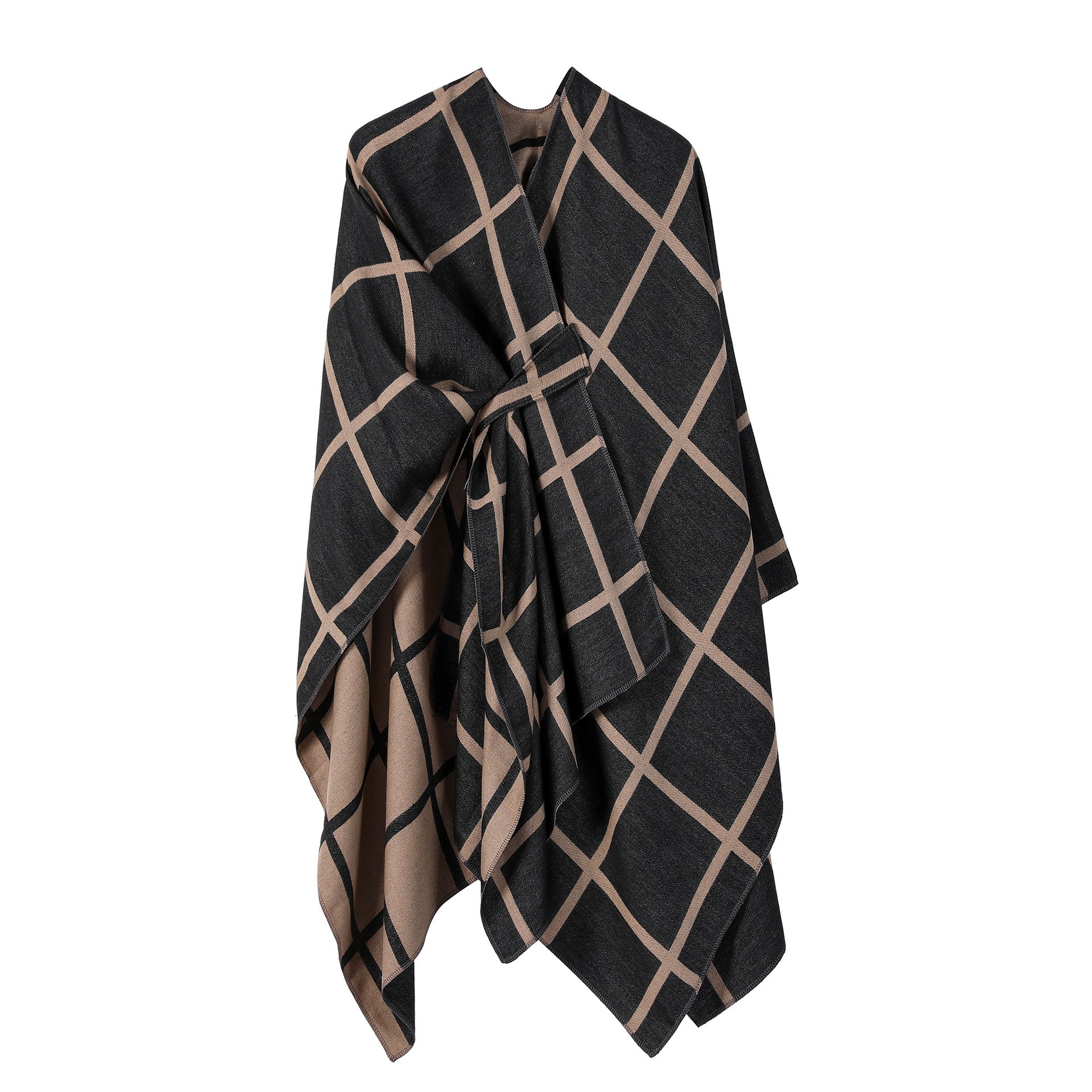 Women's Gingham Check Warm Scarf - Oversized Plaid Shawl Fall Winter Accessory
