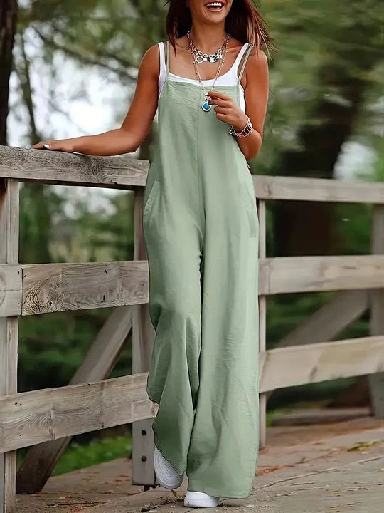 Suspender Wide-Leg Jumpsuit Women's Sleeveless Overall Style