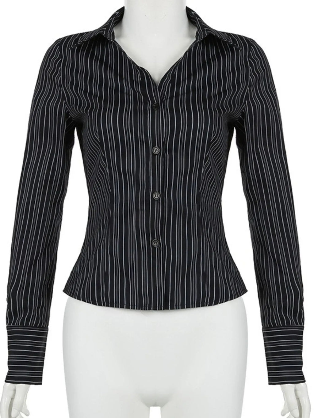 Sarah Express Women's Striped Button-Down Collared Shirt
