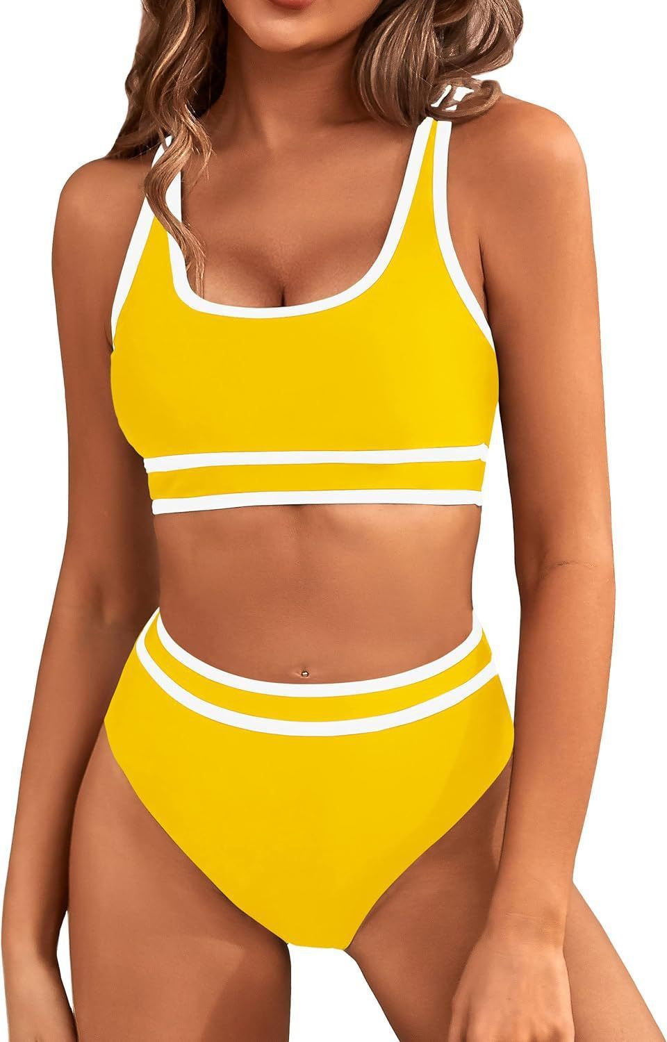 Women's Two-Piece Bikini Set - Tight-Fit Solid Color Swimsuit for Beach Swimming