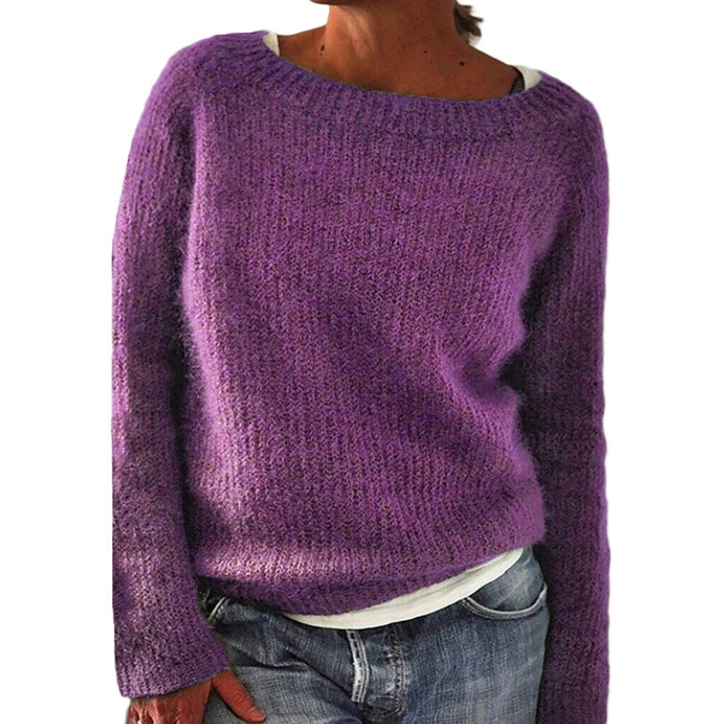 Women's Knit Sweater Casual Plain Fine Wool Moderate Thickness Long Sleeve
