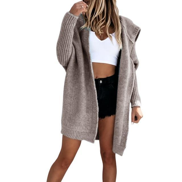 Women's Hooded Longline Cardigan Sweater Coat Oversized Knit