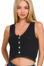 Sarah Express Women’s Ribbed Knit Cropped Sweater Vest for Casual Fall Layering