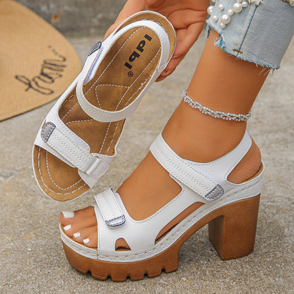 Sarah Express Women's Thick Sole High Heel Sandals | Single Strap Buckle Summer Shoes