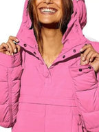 Sarah Express Women's Quarter Snap Hooded Puffer Jacket