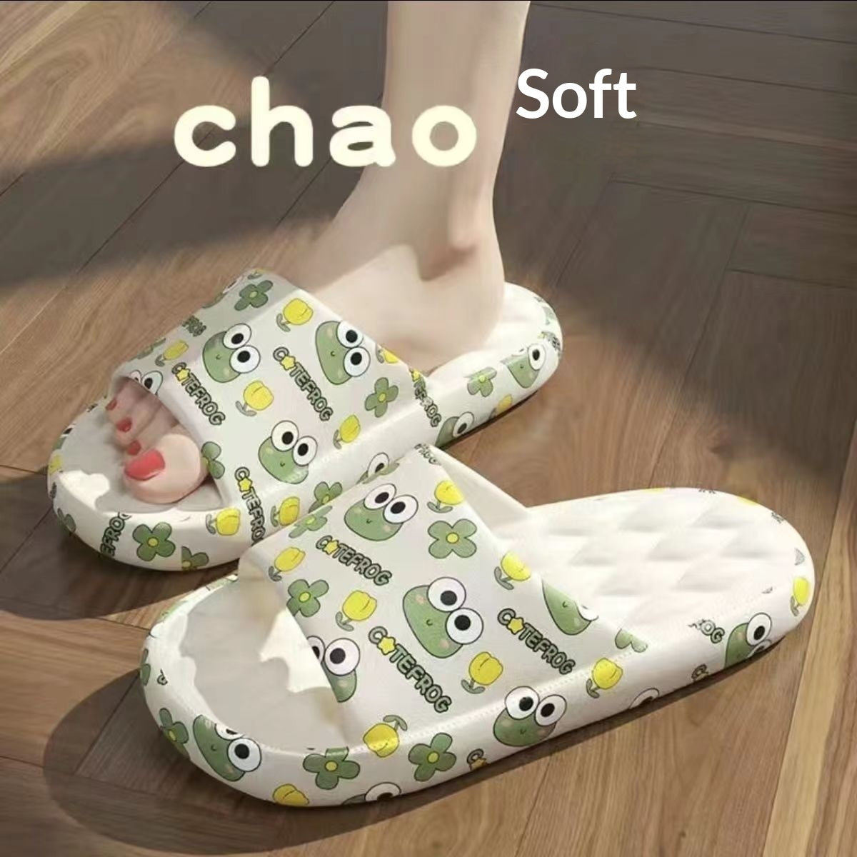 Sarah Express Women's Summer Slide Sandals - Casual Outdoor Slippers with Cute Designs White Rhombus Plaid Frog