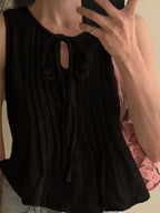 Sarah Express Women's Tie-Front Sleeveless Summer Blouse