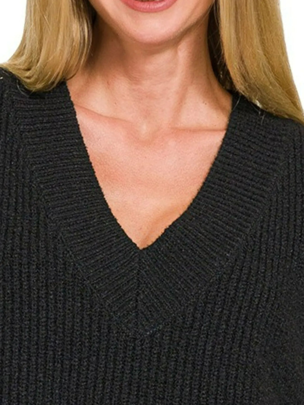 Sarah Express Women’s Oversized Ribbed Sweater Vest with Side Slits