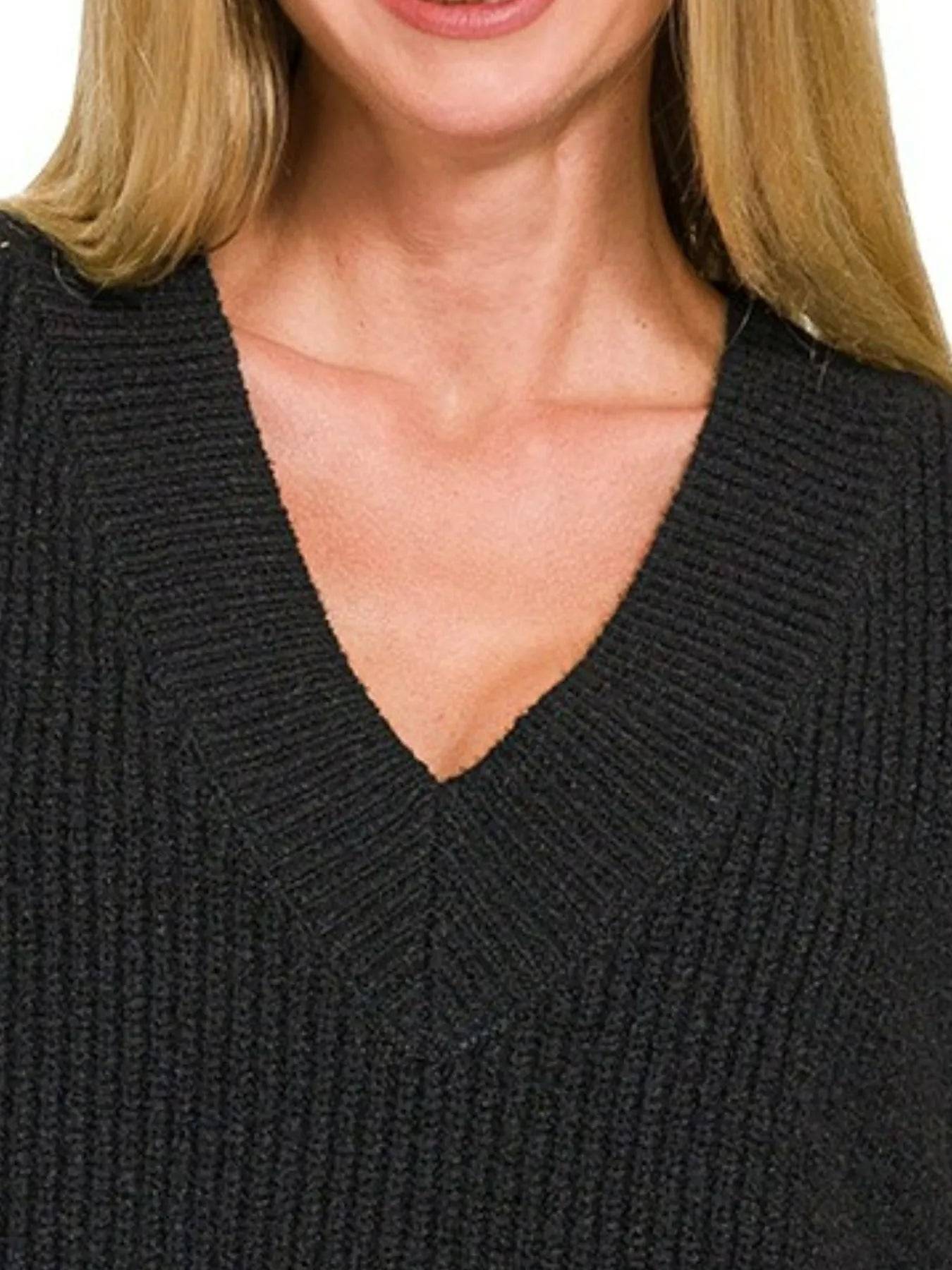 Sarah Express Women’s Oversized Ribbed Sweater Vest with Side Slits