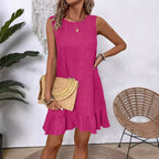 Ruffle Sleeveless Beach Dress Casual Summer Midi Dress