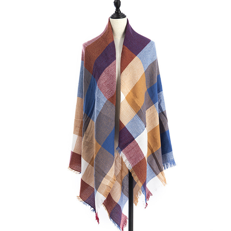 Women's Oversized Square Scarf Cashmere-like Double-Sided Shawl 140cm Woven Fall Winter Accessory