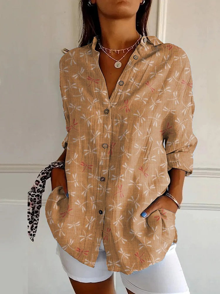 Women's Floral Print Long Sleeve Button-Up Shirt Casual Spring Summer Fall Top