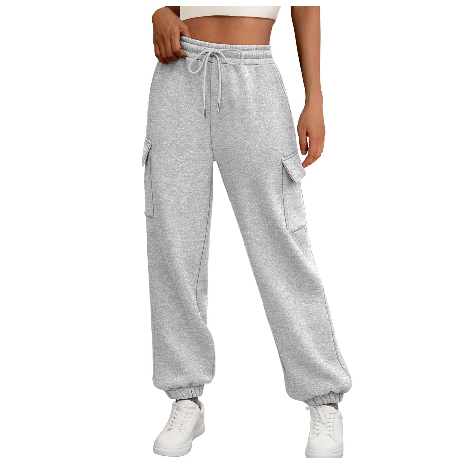 Women's Fleece Lined Baggy Joggers - High Waist Cargo Sweatpants Fall Winter Plus Size